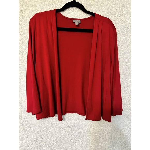 J. Jill‎ Wearever Collection Open Front Shawl Cardigan Sweater Large Red - Picture 8 of 11